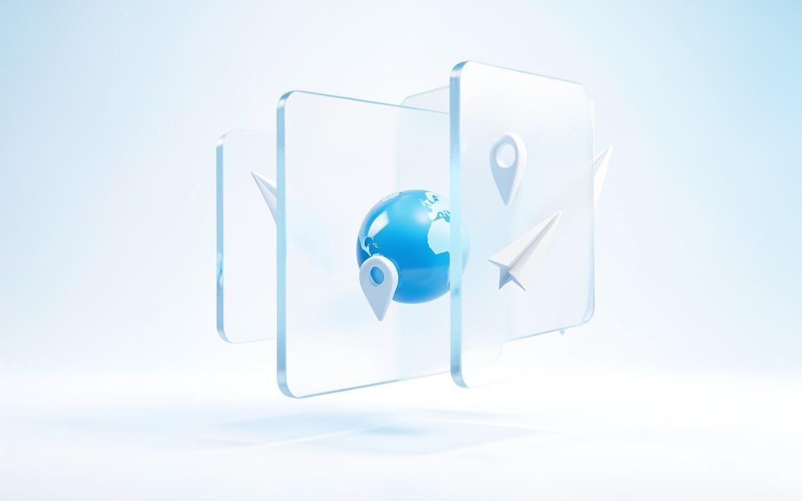 Abstract glass illustration of a globe and location pin for Roam Pro
